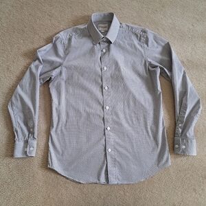 Scotch & Soda Men's Dress Shirt Circle Pattern White Blue Burgandy Size 15.5"